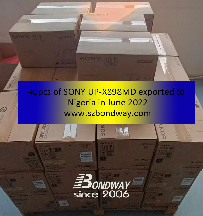 Bondway China exported 40 pieces of SONY UP-X898MD hybrid video printers to Nigeria June 2022